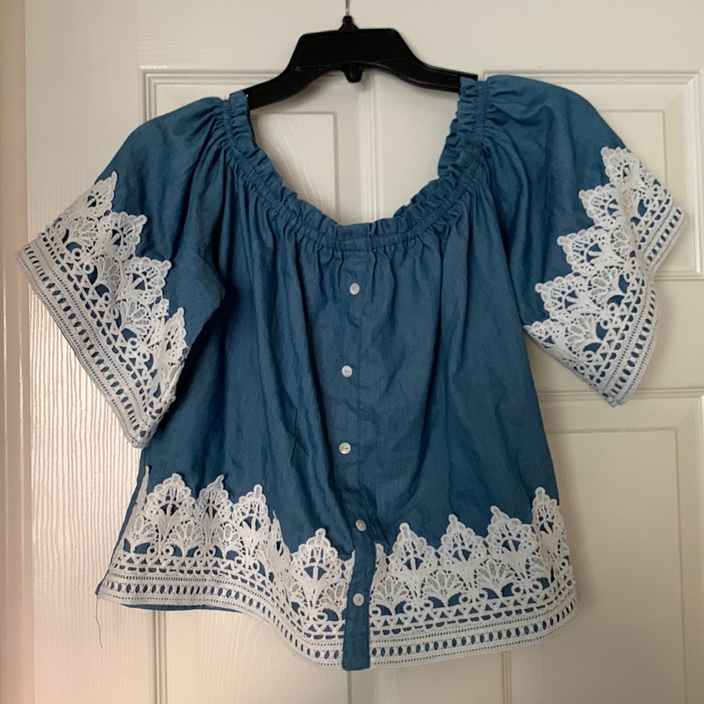 Papaya Off-the-Shoulder Crop Top